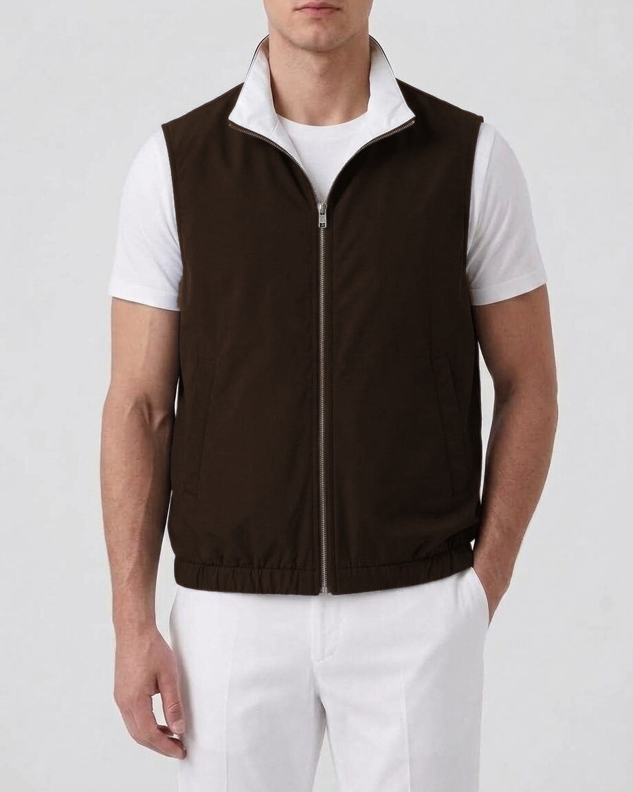 Veste sans manches brun foncé ELBEAU, vue de face