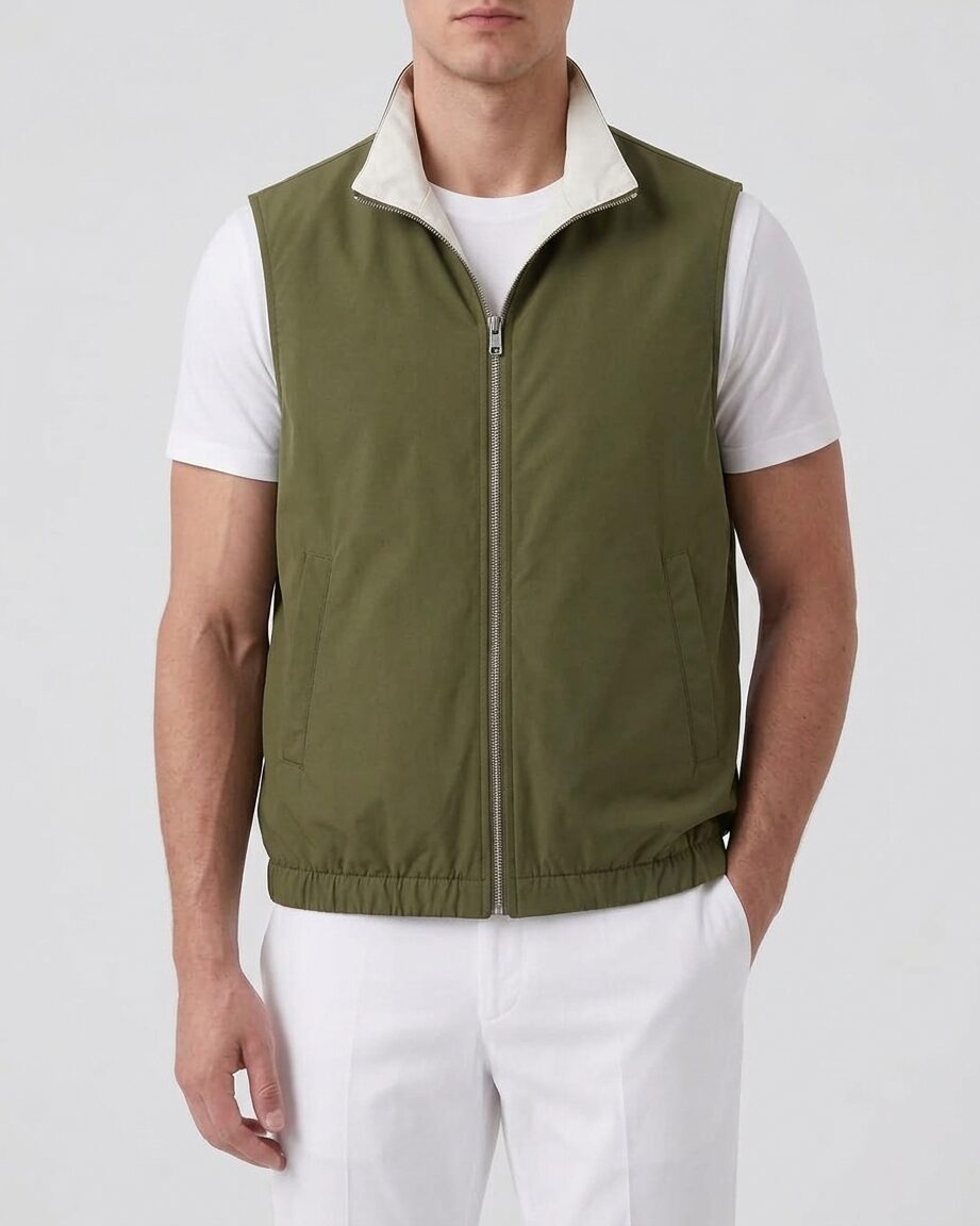 Veste sans manches vert olive ELBEAU, vue de face