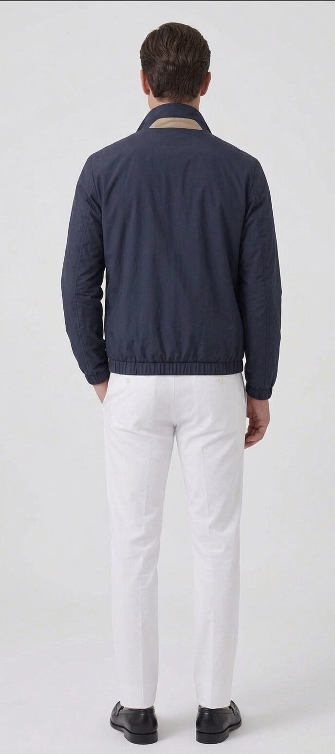 Blouson bleu marine, vue de dos