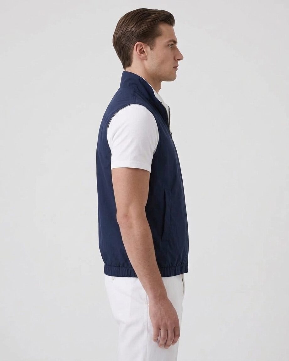Veste navy, vue de profil