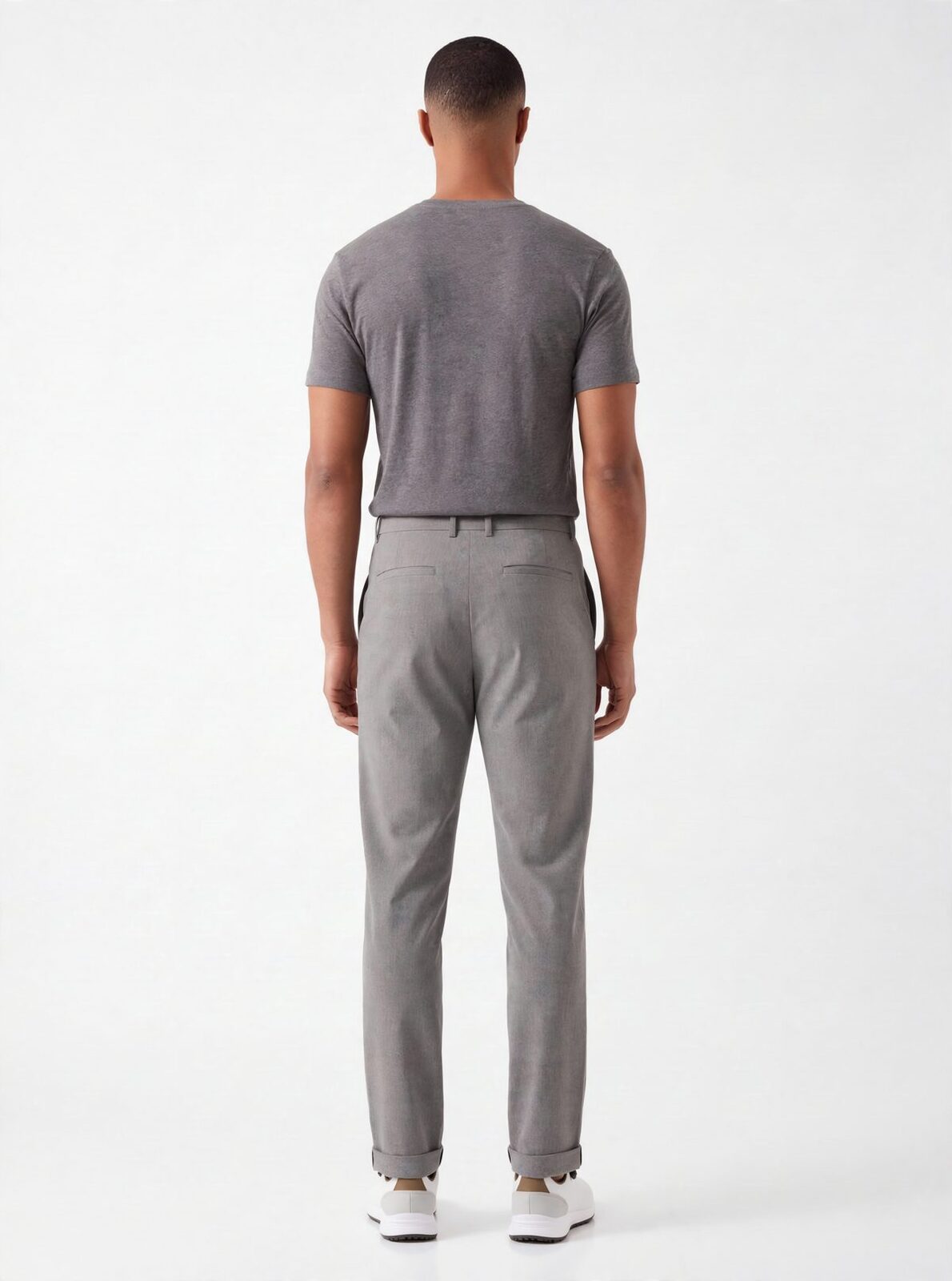 Pantalon gris, vue de dos
